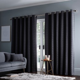 Lucca Charcoal Eyelet Curtains and Cushion by Studio g